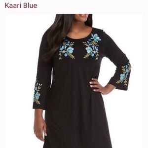 Kaari Blue Embroidered Shift Dress